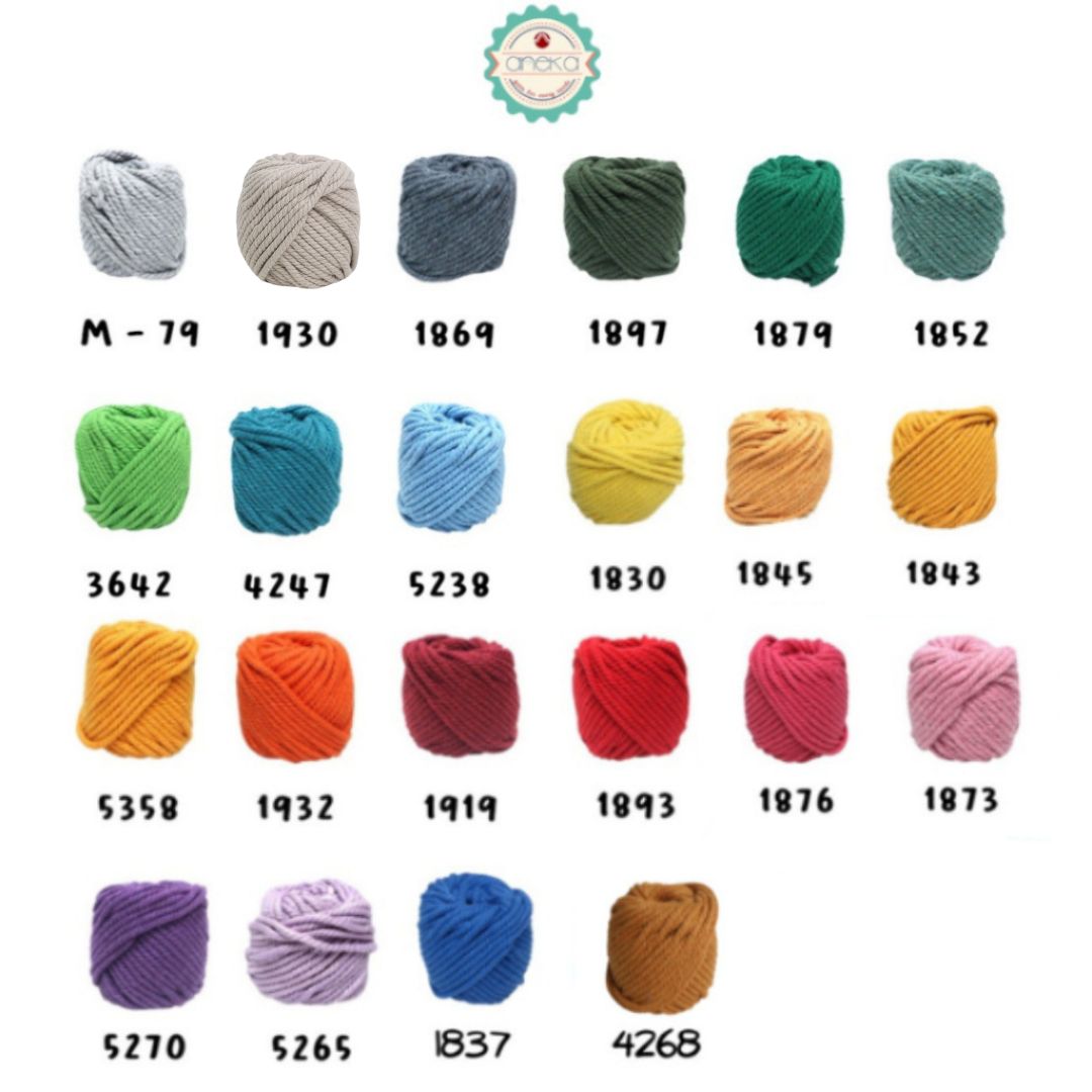 KATALOG - Benang Tali katun/tali macrame makrame warna 100 Gr - 4mm