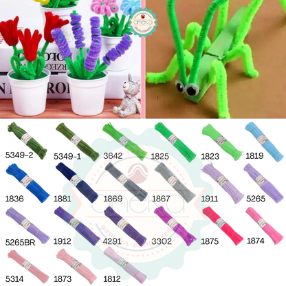 AnekaBenang - [Isi 100 PCS] Kawat Bulu Mercy Pastel / Tangkai Chenille / Pipe Cleaner DIY Bouquet